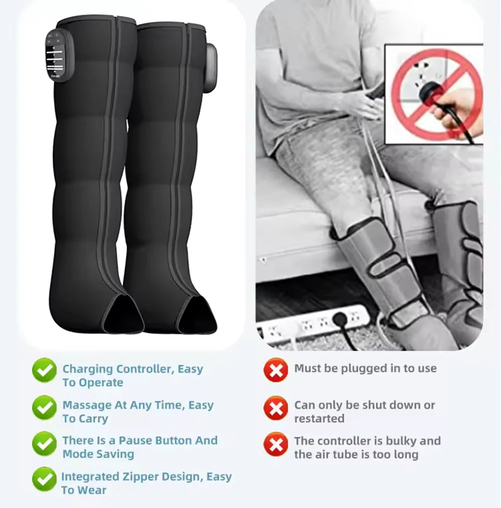 Air Compression Leg Massage Boots &ndash; Rechargeable Battery