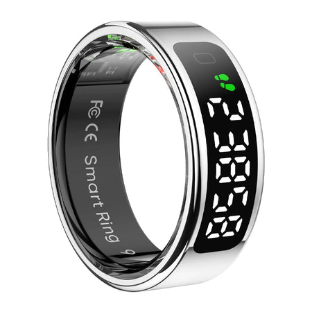 2025 COLMI R12 Smart Ring with Display, Touch &amp; Wireless Charging Silver / 8