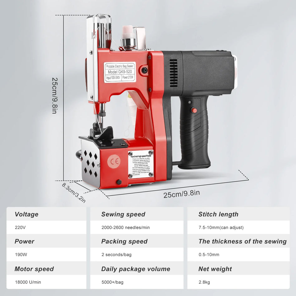 Портативен 190W електрически затвор за тъкани PP чанти
