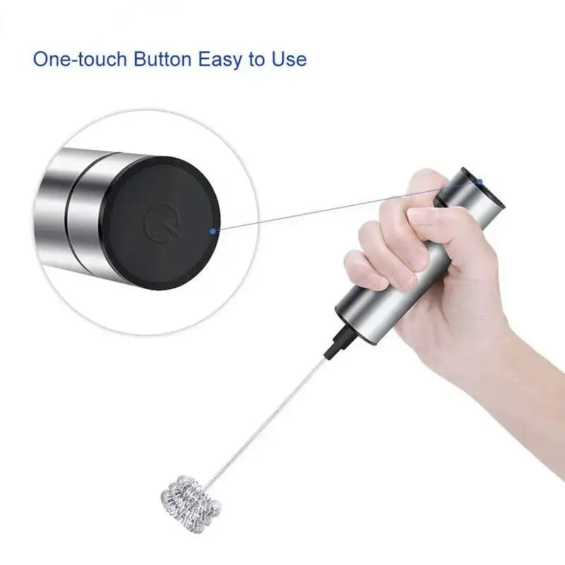 Electric Milk Frother With 3 Stainless Steel Whisks Coffee