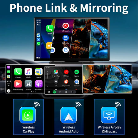 Imagebon 9 Inch 4K ADAS Wireless Dash Cam &ndash; Dual Recording with CarPlay and Android Auto