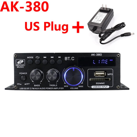 Woopker 2.0 HIFI Bluetooth Amplifier for Home &amp; Car Audio AK-380 With US Plug