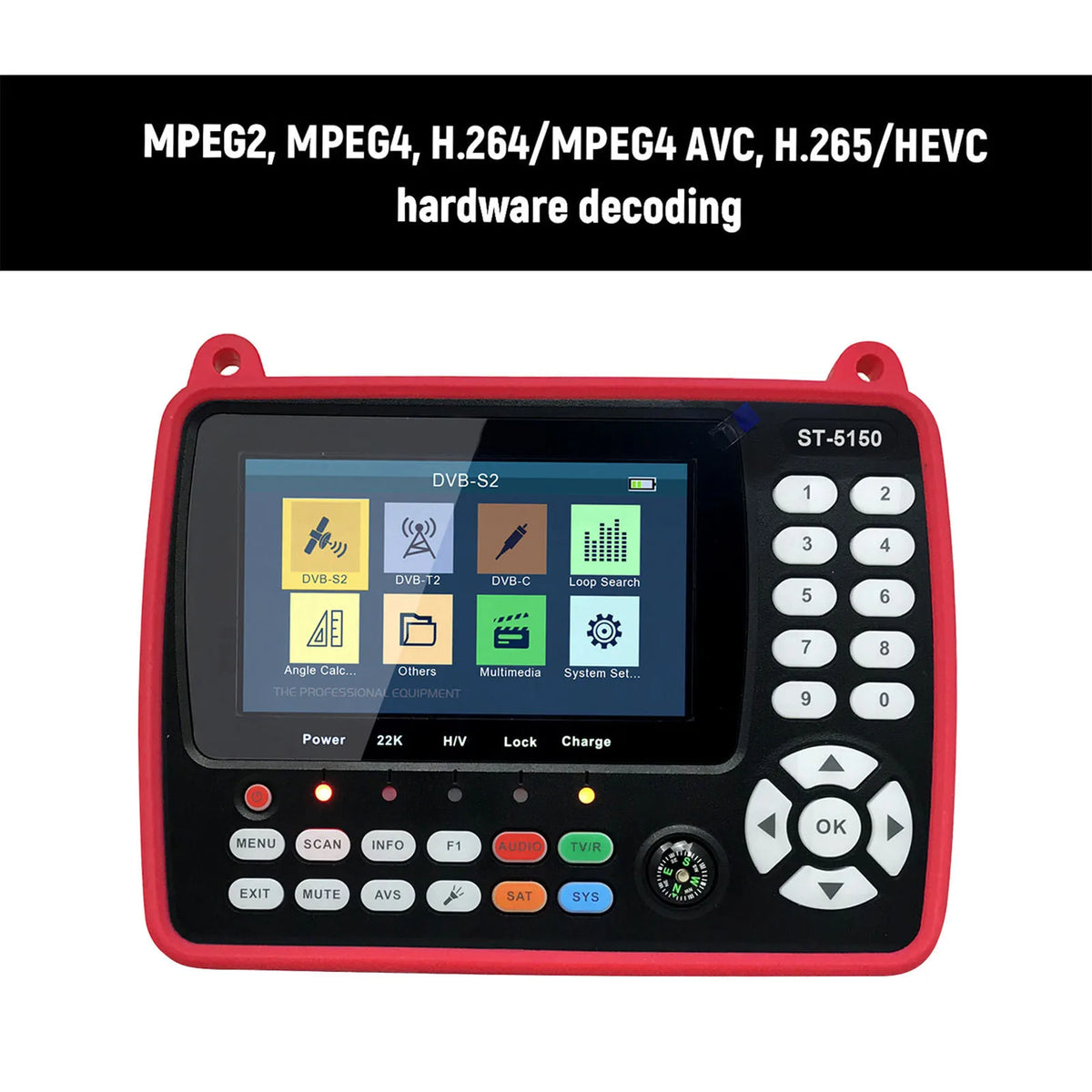 ST-5150 4.3in DVB-S2/T2/C COMBO HD Satellite TV Signal Finder Digital Handheld Signal Meter Satellite Finder H.265 HEVC MPEG-4