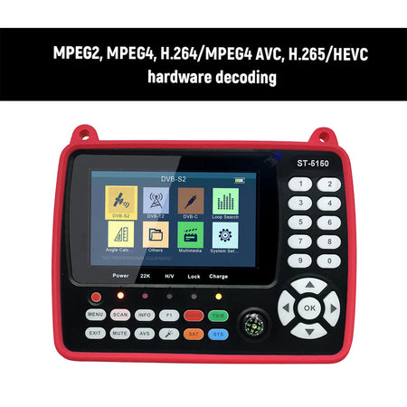 ST-5150 4.3in DVB-S2/T2/C COMBO HD Satellite TV Signal Finder Digital Handheld Signal Meter Satellite Finder H.265 HEVC MPEG-4