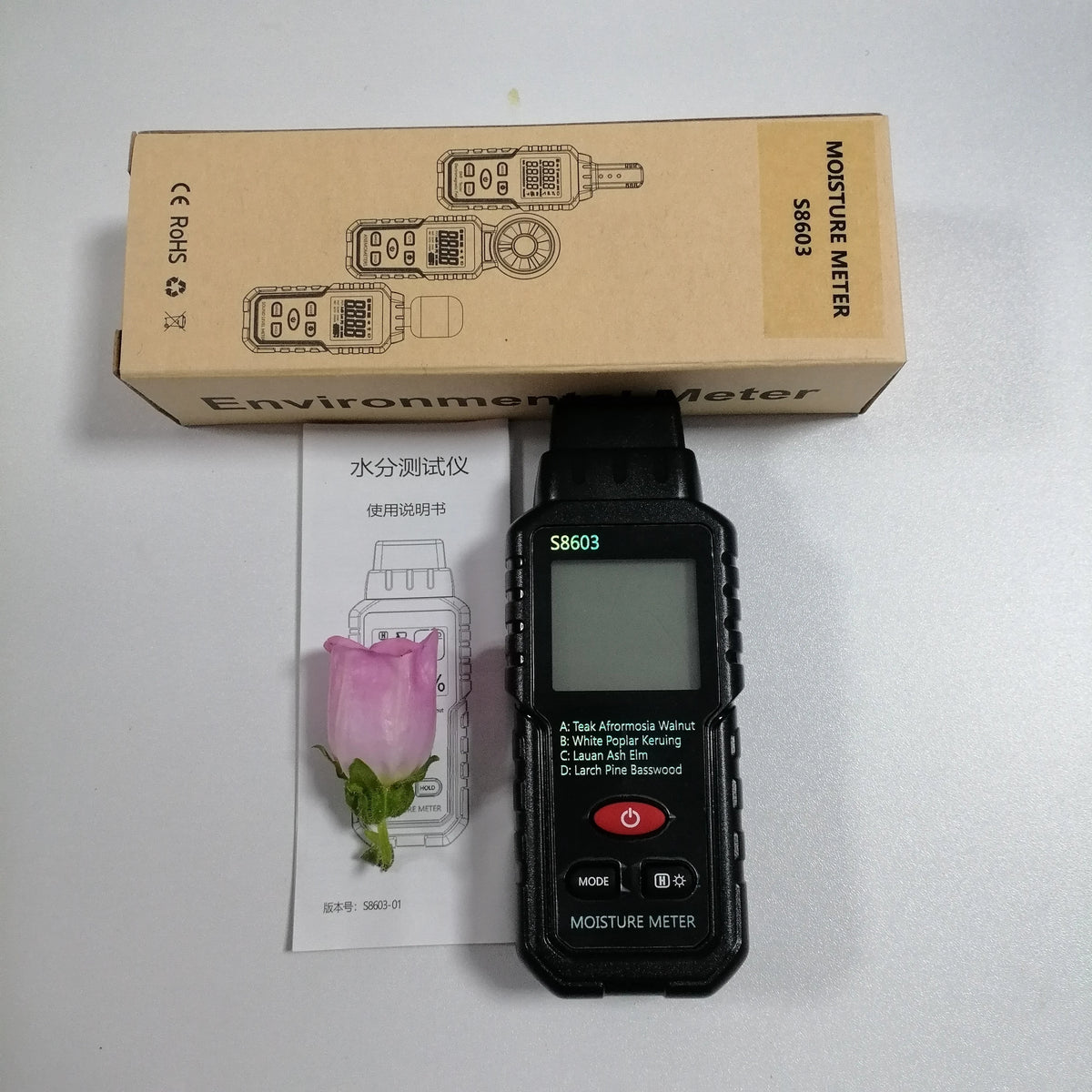 S8603 Wood Moisture Meter &ndash; High Accuracy Wood Testing S8603-with box