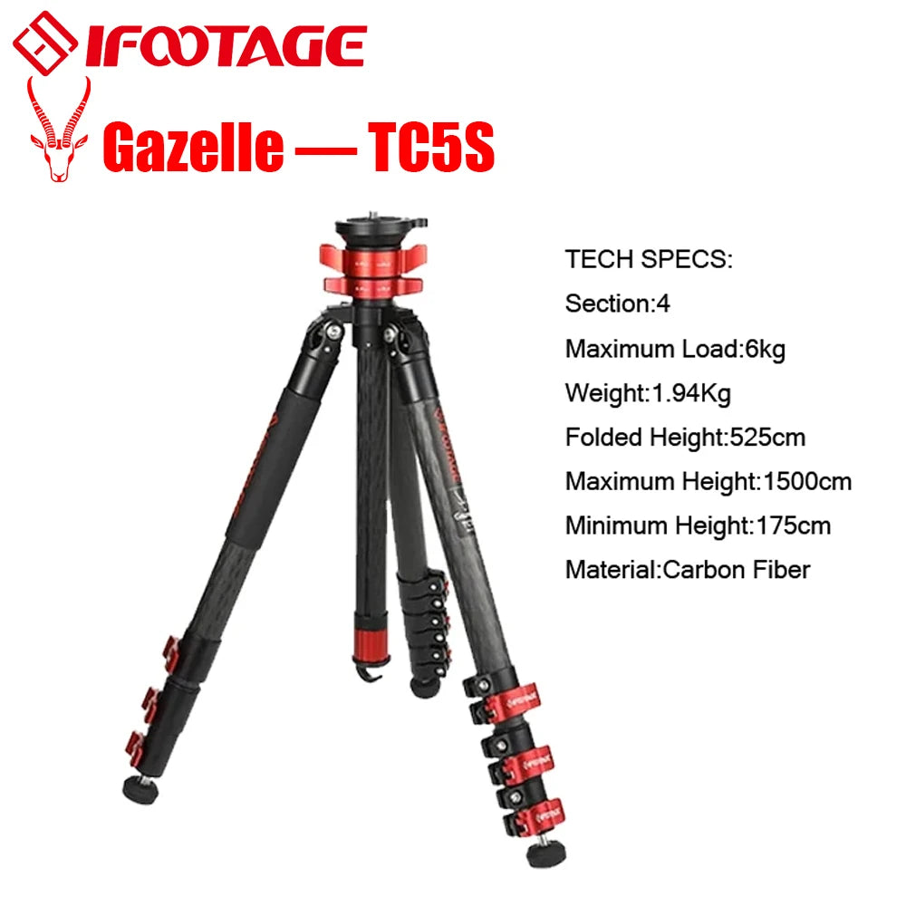 IFOOTAGE Gazelle TA5S TC5S TA6S TC6S Tripod &ndash; Carbon Fiber TC5S / CHINA
