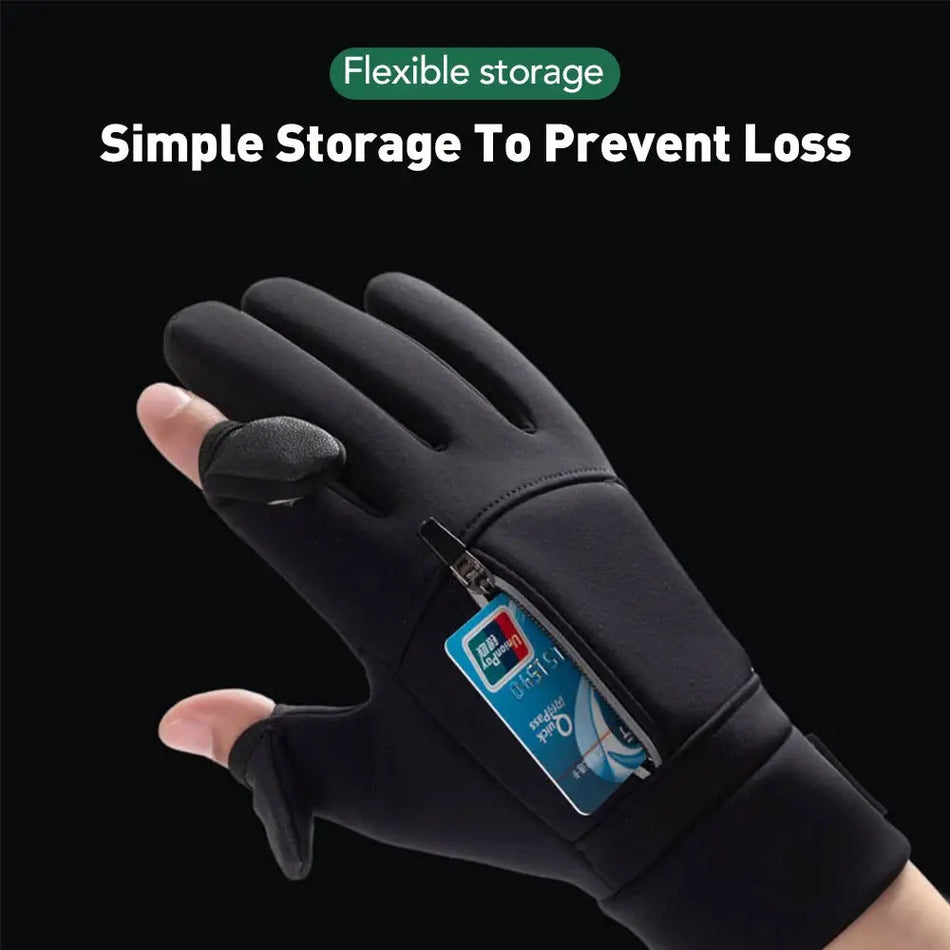 Waterproof Winter Gloves 2 Finger Flip Windproof Warm Knit by InterCyprus Trading Ltd