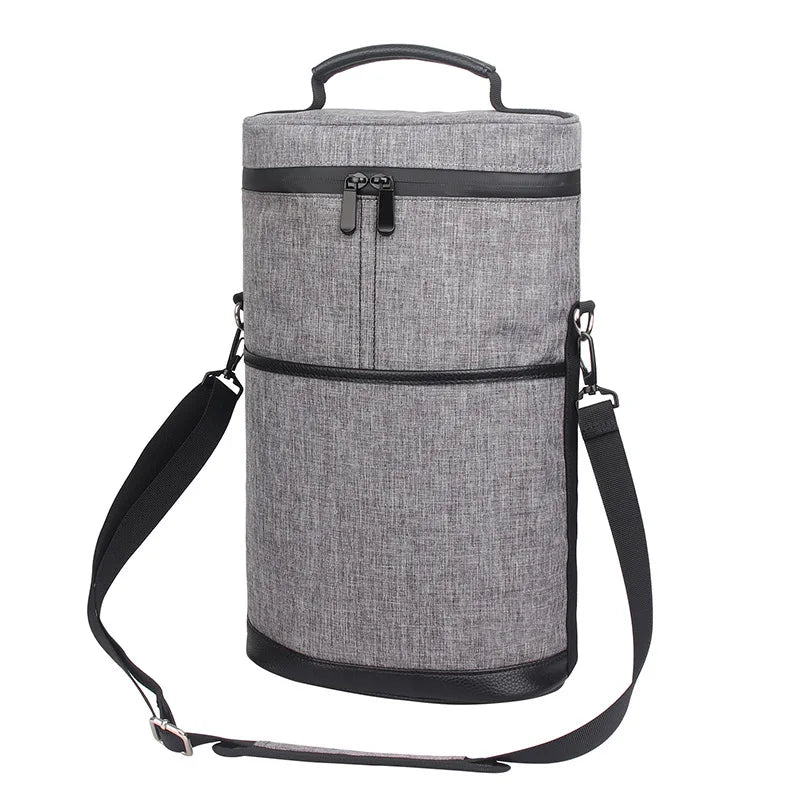 Cooler Bag for 2 Bottles &ndash; Portable Ice Carrier for Picnic Grey