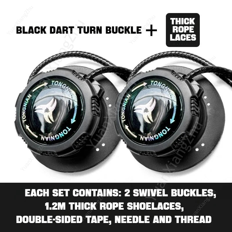 Automatic Swivel Buckle No-Tie Elastic Shoelaces for Adults and Kids Black Darts / CHINA