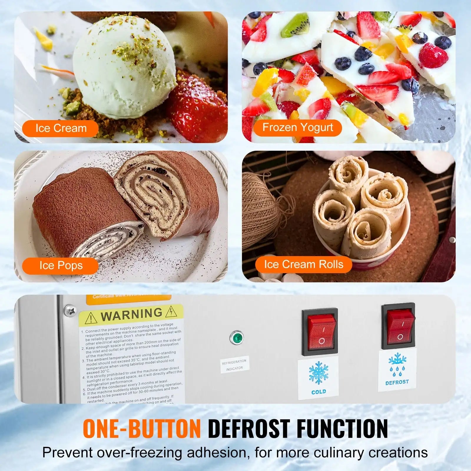 Fried Ice Cream Roll Machine With Compressor
