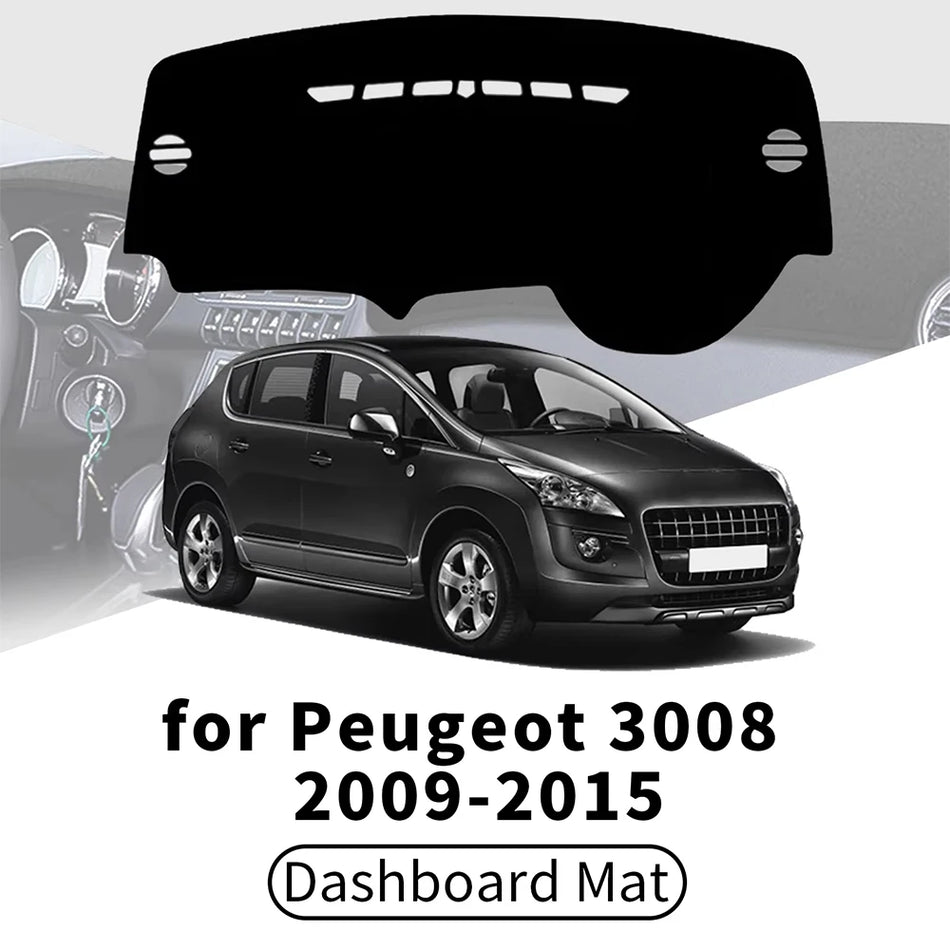 Dashboardhoes van flanel voor Peugeot 3008 2009 2015, antiverblindingsmat voor dashboard