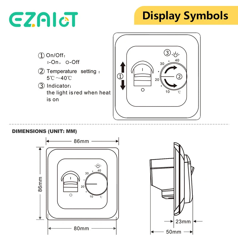 Electric 16A Floor Heating Thermostat &ndash; Mechanical Control