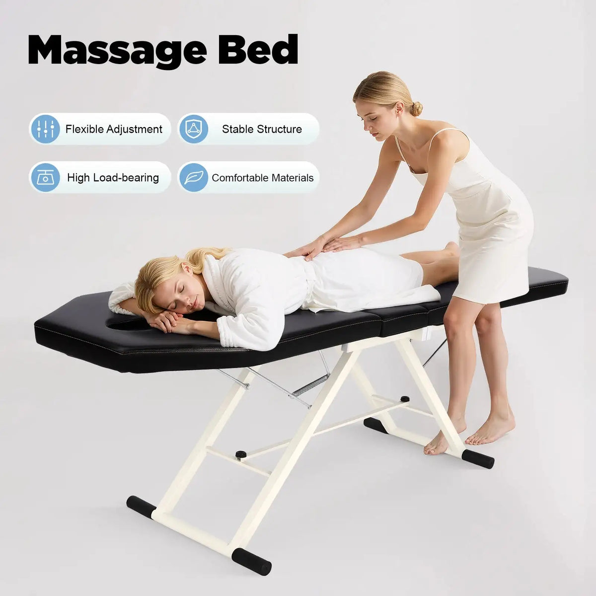 Foldable Massage Table With Pillow &ndash; Adjustable Backrest