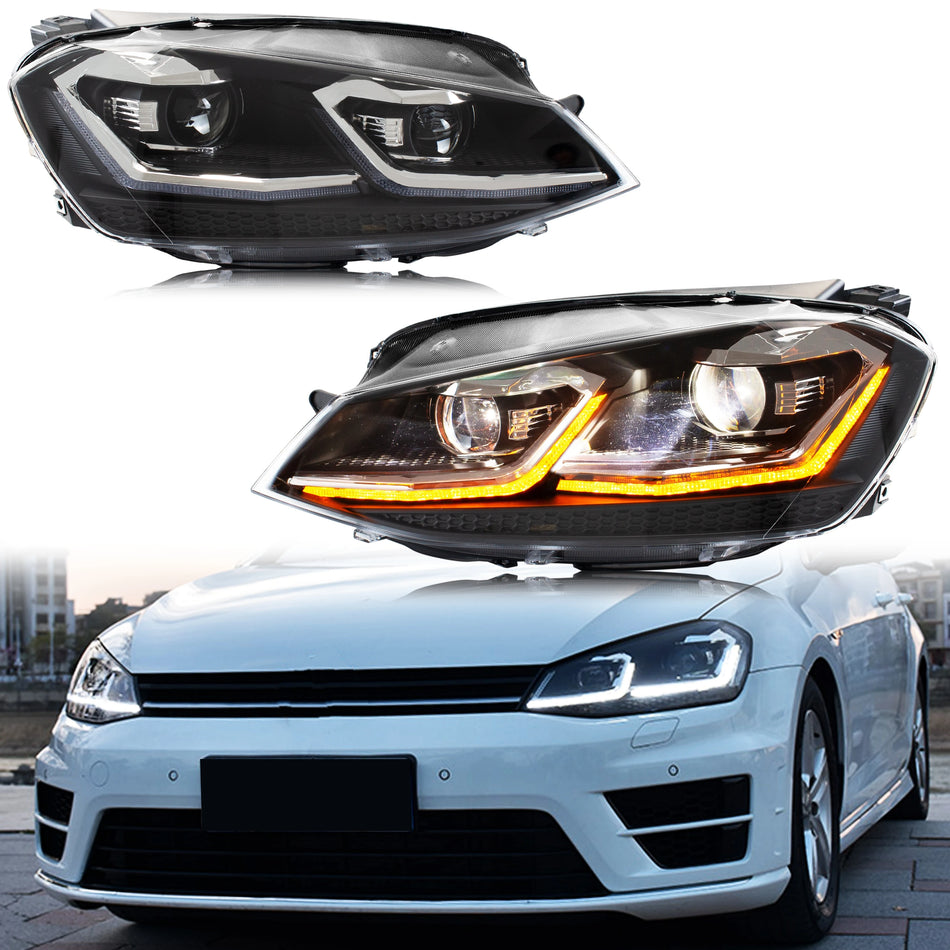 Φώτα LED Μπροστινών Φαναριών Volkswagen Golf MK7 Συναρμολόγηση Από Πλαστικό E Mark