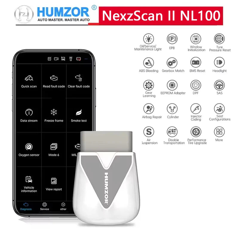 Humzor NL100 OBD2 Bluetooth Car Code Reader for iOS Android