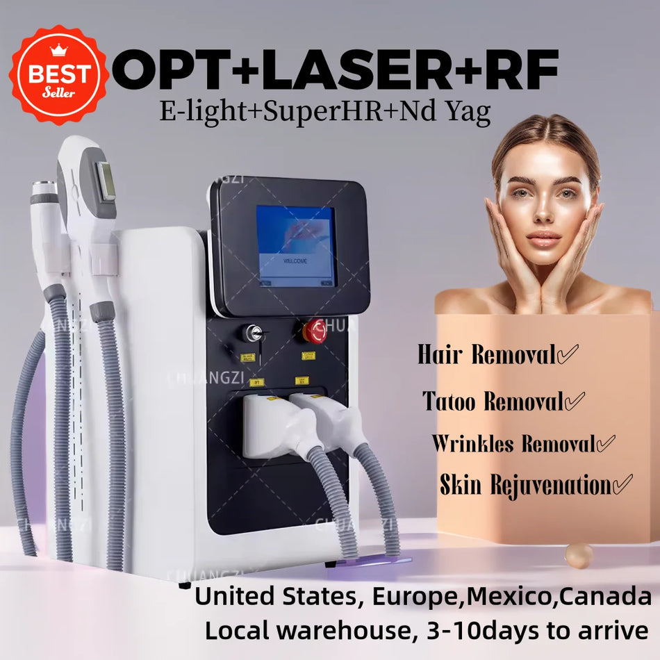 3 I 1 IPL Laser Hårfjerning Tatoveringsfjerning RF Lifting