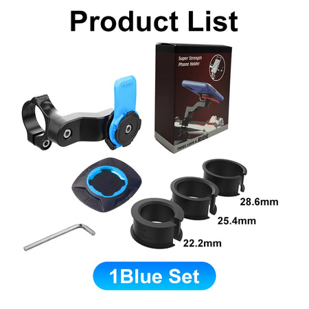 QUAD-LOCK Motorcycle Bike Phone Holder &ndash; 360 Degree Rotatable Navigation Support Blue Sets A