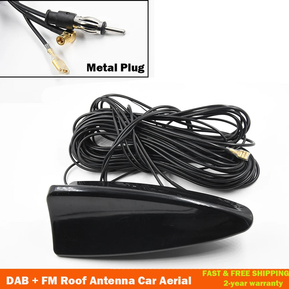 Antena de coche tipo aleta de tiburón DAB AM/FM con adaptador de techo SMB