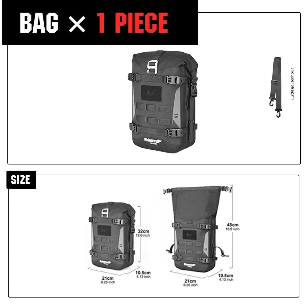 Rhinowalk Motorcycle Bumper Edge Bag 6L Waterproof Motor Crash Bar Bag With Support Board Back Panner Side Bag Molle System by InterCyprus Trading Ltd