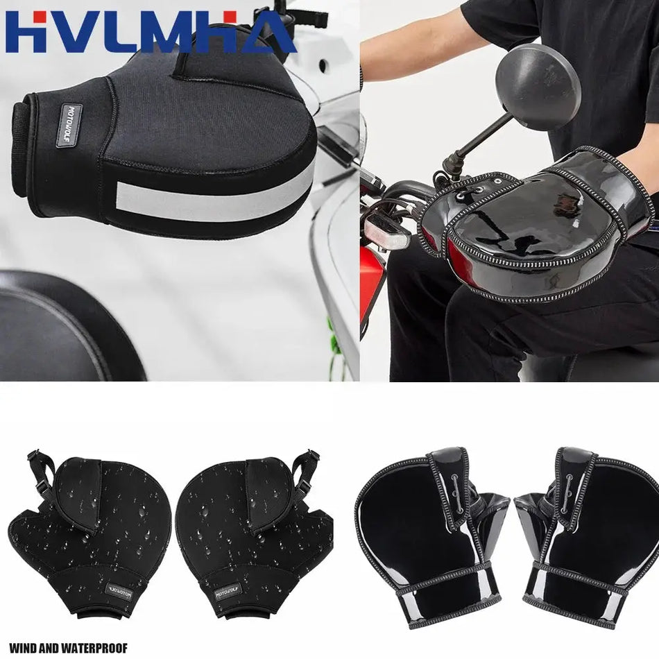 Motorcycle Scooter Thick Warm Handlebar Muff Grip Handle Bar Muff Rainproof Riding Protective Winter Warmer Thermal Cover Gloves by InterCyprus Trading Ltd