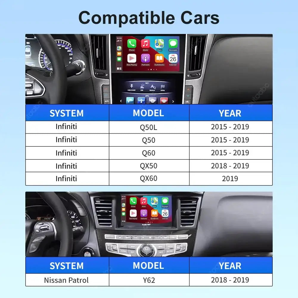 New Upgrade Wireless CarPlay Android Auto Module for Infiniti QX50 Q50L Q50 Q60 QX60 Armada Y62 Mirror Link AirPlay Decoder Box by InterCyprus Trading Ltd