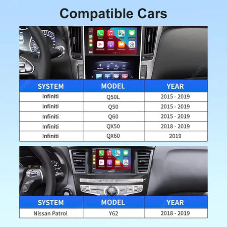 New Upgrade Wireless CarPlay Android Auto Module for Infiniti QX50 Q50L Q50 Q60 QX60 Armada Y62 Mirror Link AirPlay Decoder Box by InterCyprus Trading Ltd