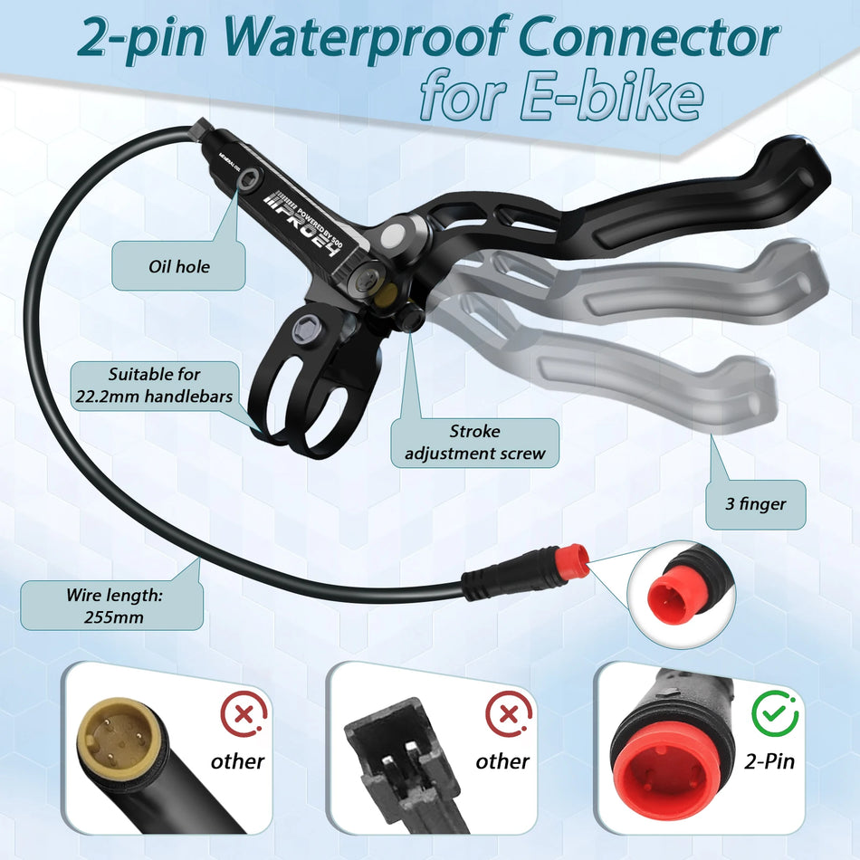 IIIPRO E500 hydraulisk skivebremse sæt, aluminium CNC, for 1100mm, bag 1850mm