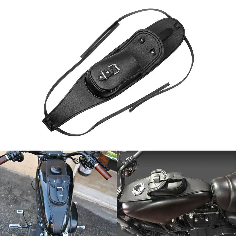 Motorcycle Black PU Leather Fuel Tank Chap Cover &ndash; Custom Fit for Harley Sportster Models Default Title