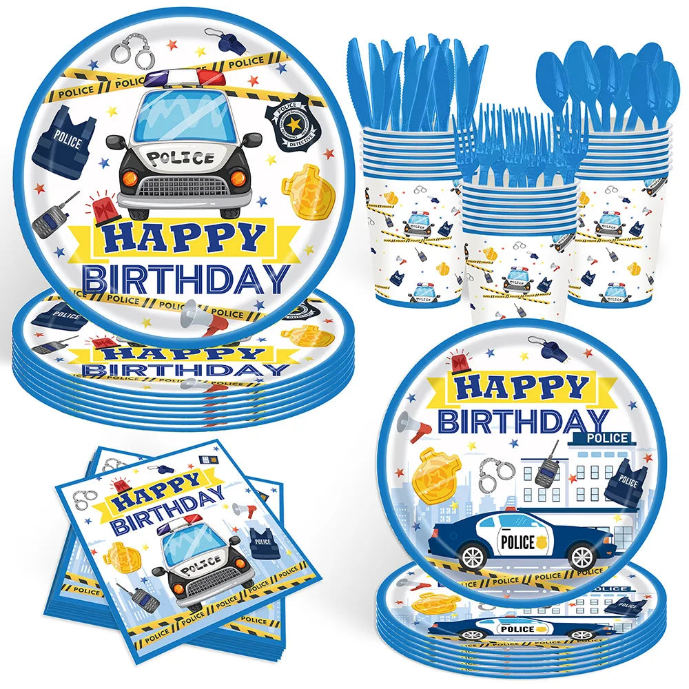 Police-Themed Birthday Party Balloon Supplies for Boys
