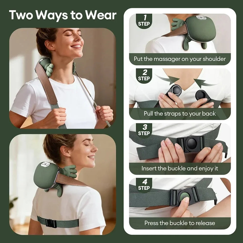 Wireless Neck Massager for Neck and Shoulders with Kneading Brushless Motor