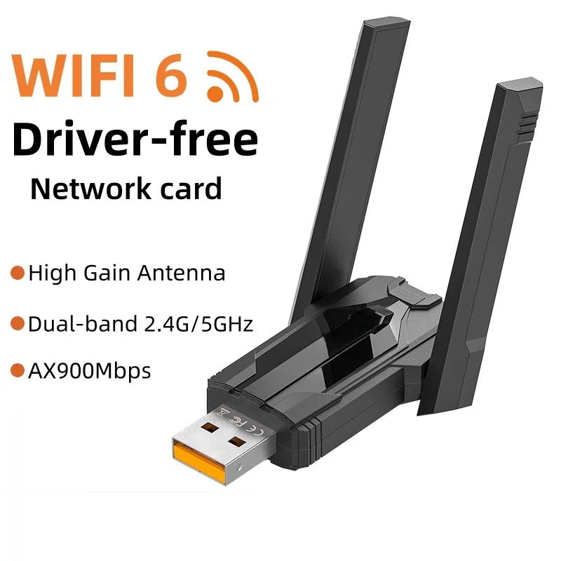 WiFi 6 AX900 USB Adapter Dual Band 2.4 and 5GHz, Driver Free for Windows 10/11