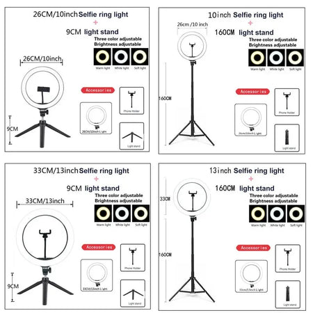 LEAFILLIGHT 33CM Dimmable LED Video Ring Light with Tripod Stand