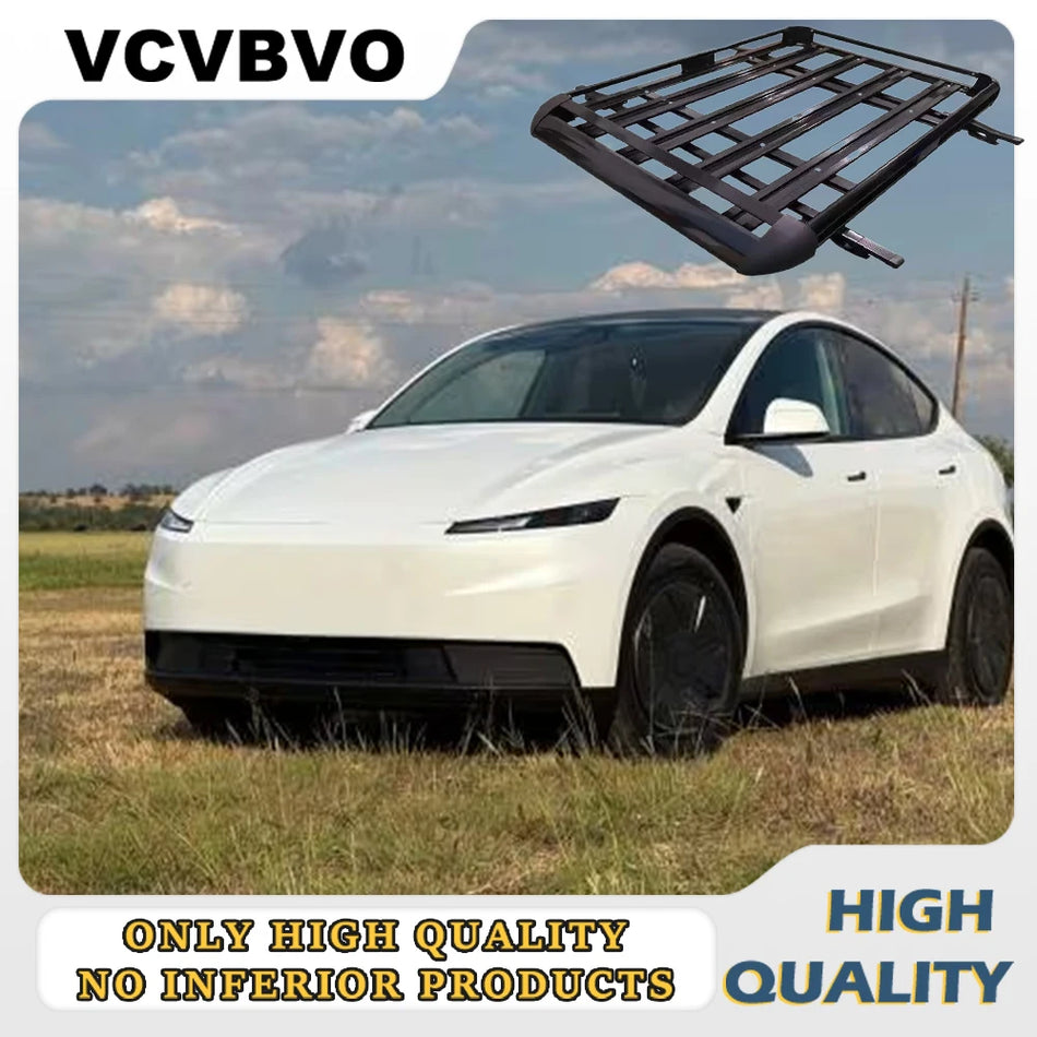 Tesla Model Y jumta bagāžas grozs, divu slāņu alumīnija sakausējums, 140x100cm, zema gaisa pretestība