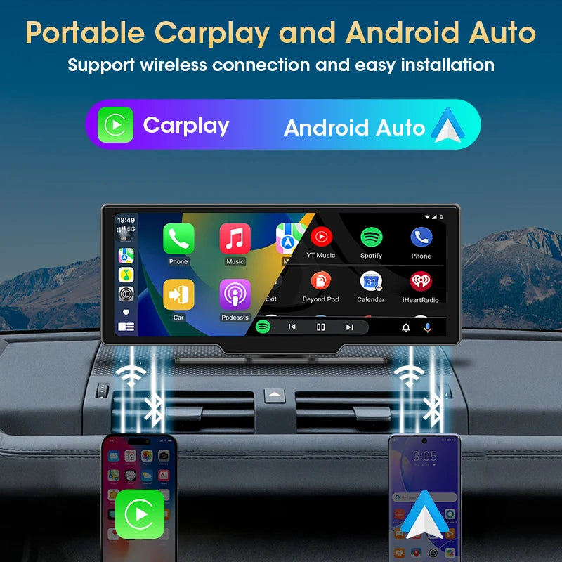 JMCQ Universal 10.26 Inch Android WIFI Car Multimedia Player &ndash; Wireless Carplay and Bluetooth Connectivity