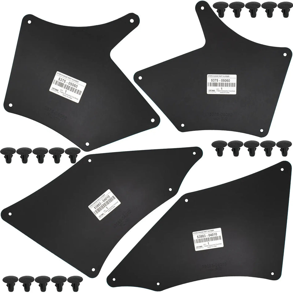 EVA Rubber Fender Liners Splash Shield for Toyota Tacoma 2005-2023 Apron Seal Mud Flaps Mudflap Mudguards Skirt W/Clips Retainer by InterCyprus Trading Ltd