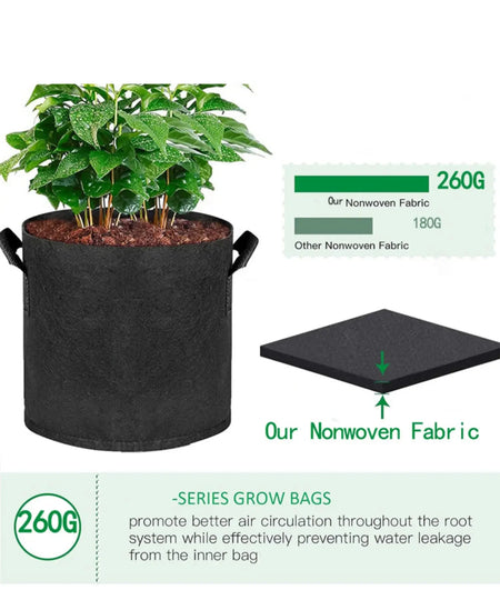5-Pack Aeration Fabric Grow Bags with Handles - Optimal Plant Health