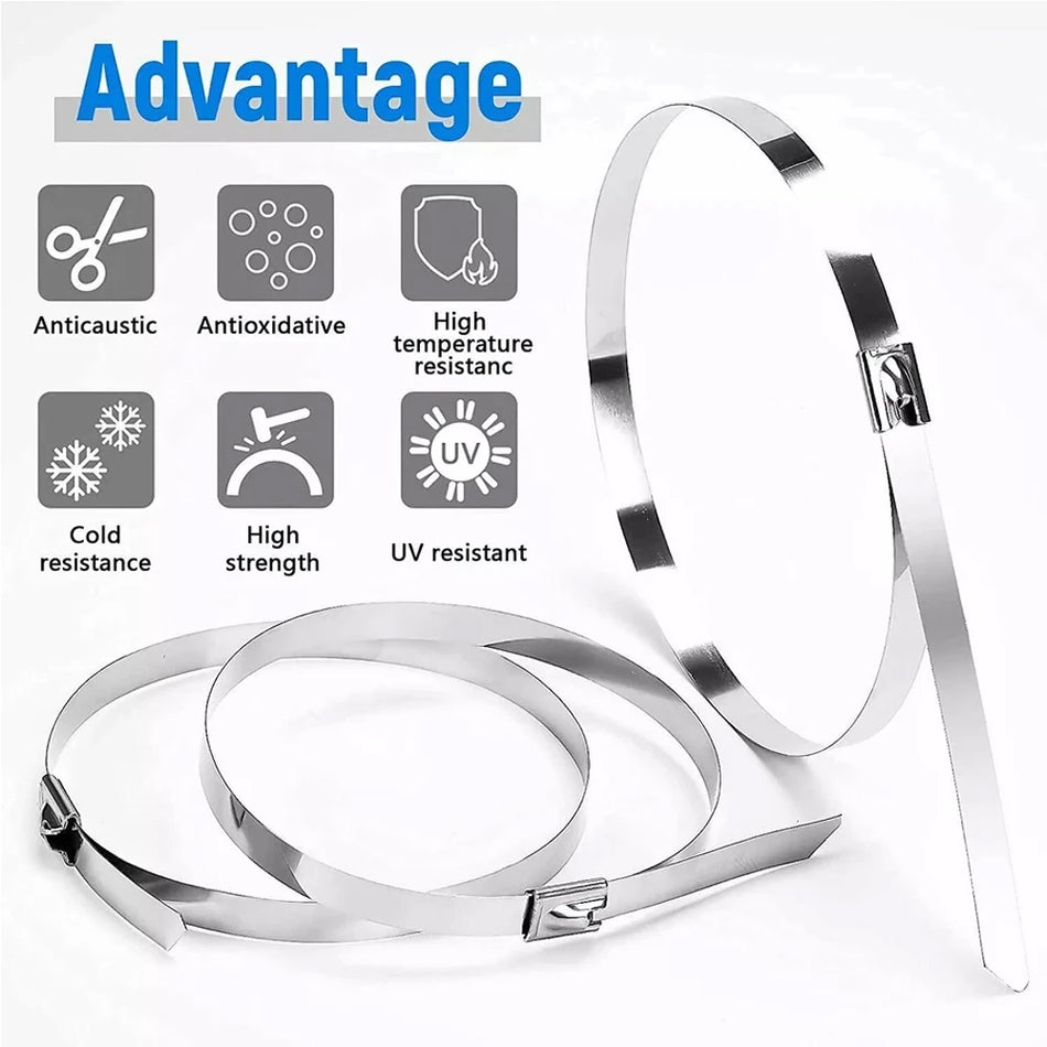 304 Stainless Steel Self Locking Cable Ties for Machinery and Vehicles