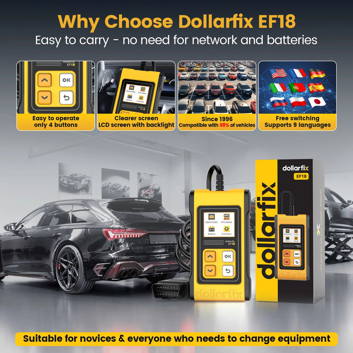 DollarFix EF18 OBD2 Scanner &ndash; Lifetime Free Updates