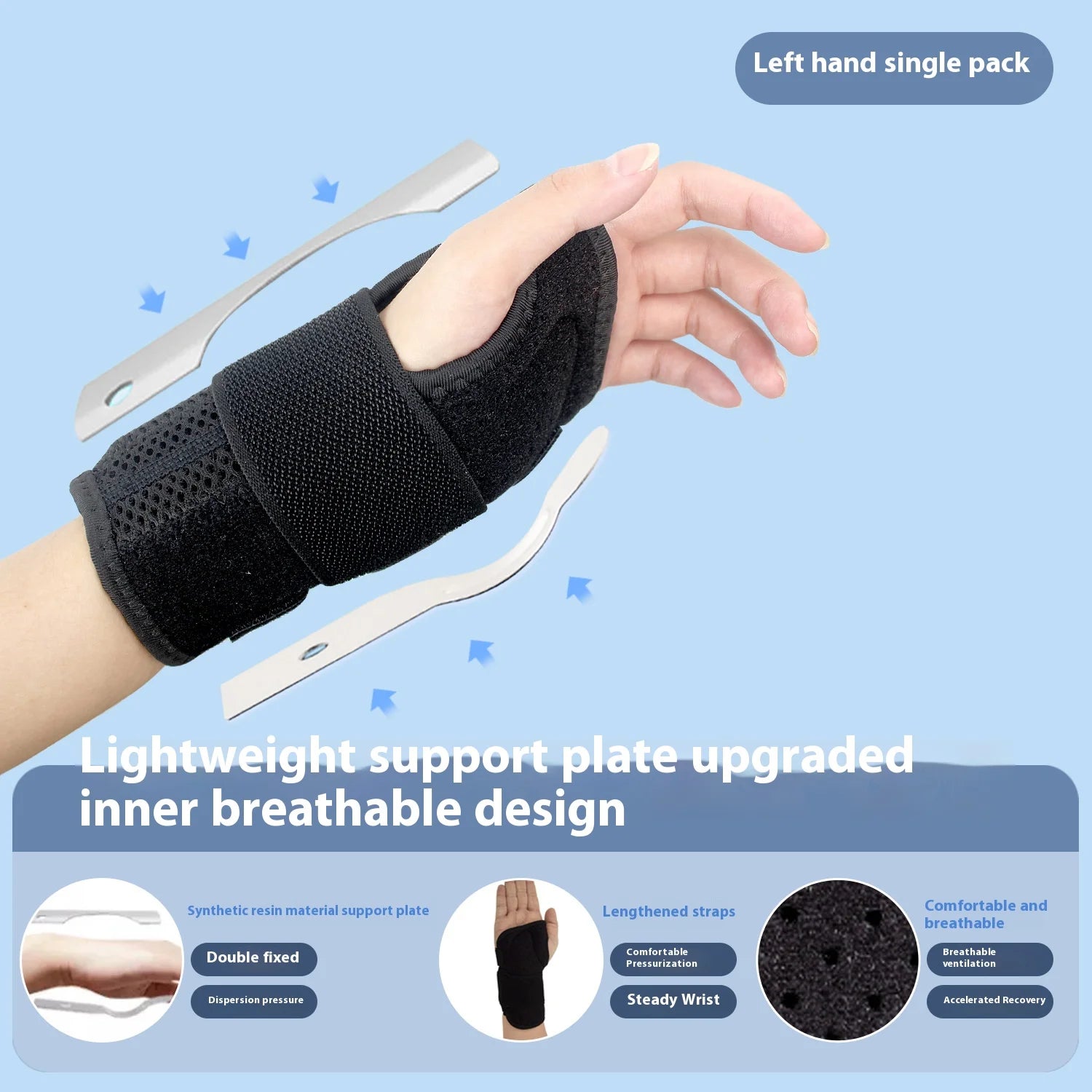 Wrist fixator, wrist guard, tendon sheath, joint support, wrist strap, male wrist guard, female hand guard, steel plate Black left hand / M