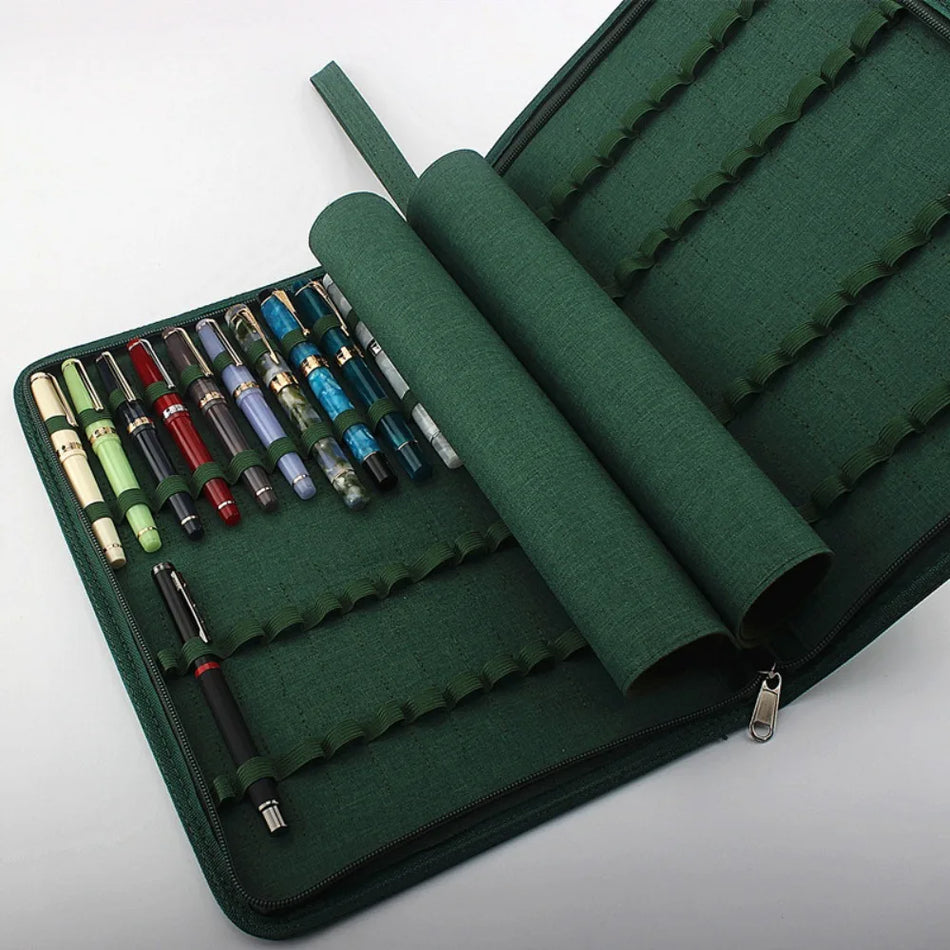 Canvas Large Capacity Fountain Pencil Case - Keep Your Pens Organised in Style!
