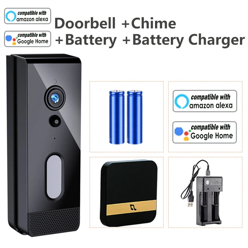 Tuya Smart Home Doorbell Camera &ndash; 1080P HD Video Intercom Option 6 / AU Plug