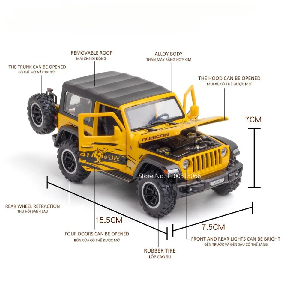 1/32 Diecast Car Model Alloy Off-Road for Wrangler Rubicon