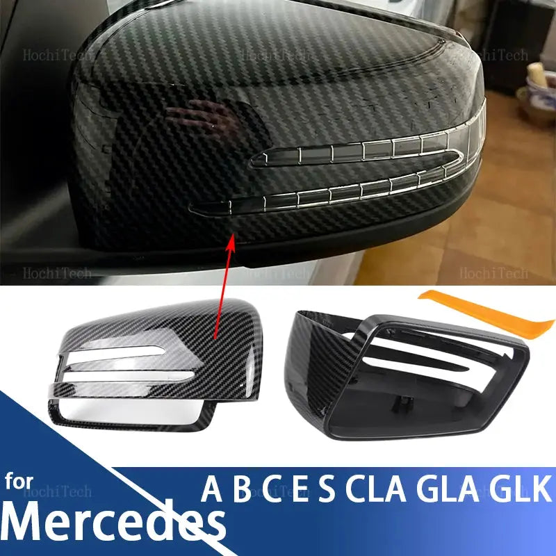 2pcs Carbon Fiber Look Black Rearview Side Mirror cover Caps for Mercedes Benz W176 W246 W204 W212 W221 C117 X204 X156 by InterCyprus Trading Ltd