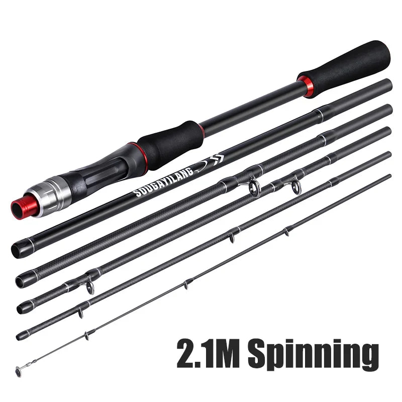 Sougayilang Carbon Fiber Fishing Rod - Lightweight &amp; Durable Lure Rod 2.1M Spinning