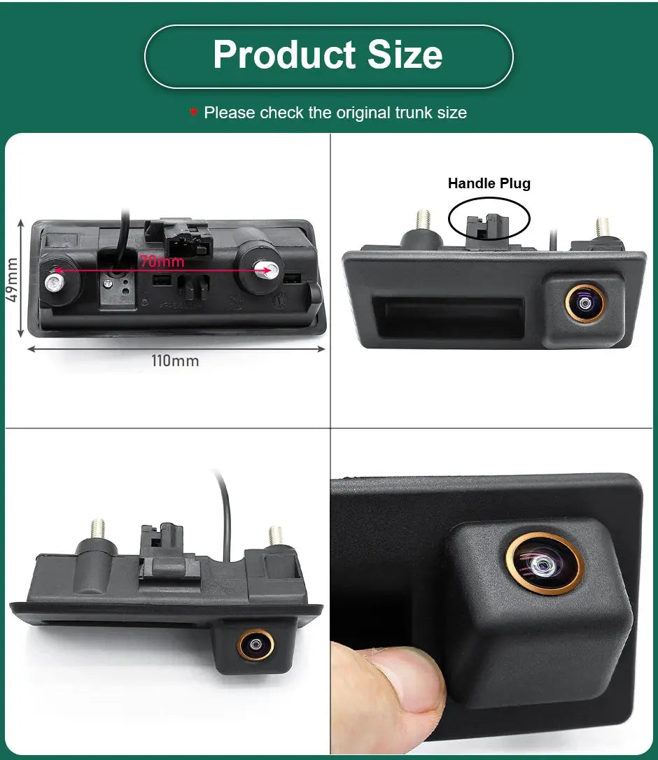 Trunk Backup Camera AHD 1080P with Guiding Lines for VW Audi Passat Golf B6 B7 by InterCyprus Trading Ltd