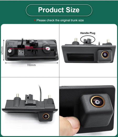 Trunk Backup Camera AHD 1080P with Guiding Lines for VW Audi Passat Golf B6 B7 by InterCyprus Trading Ltd