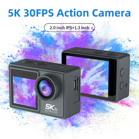 CERASTES 5K WiFi Action Camera &ndash; Dual Screen 170 Degree Wide Angle