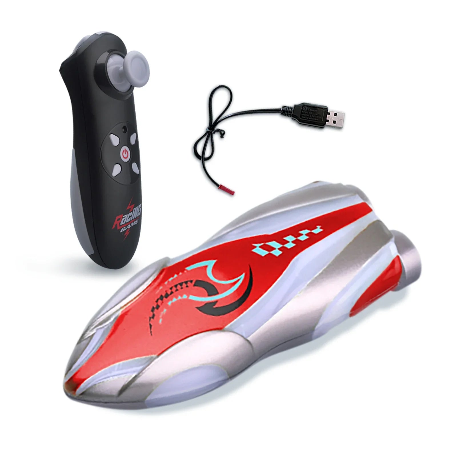 Mini RC Boat Stunt 360 Degree Palm Sized Ship &ndash; LED Light red