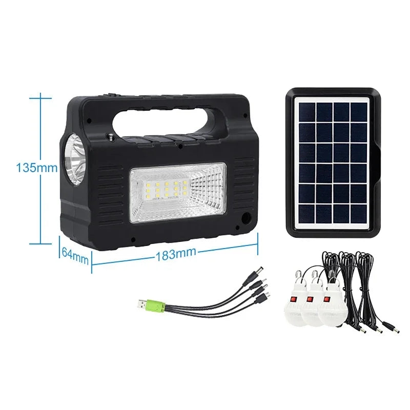 Luxuglow Solar Panel Kit &ndash; 3 LED Bulbs Outdoor Lighting Black
