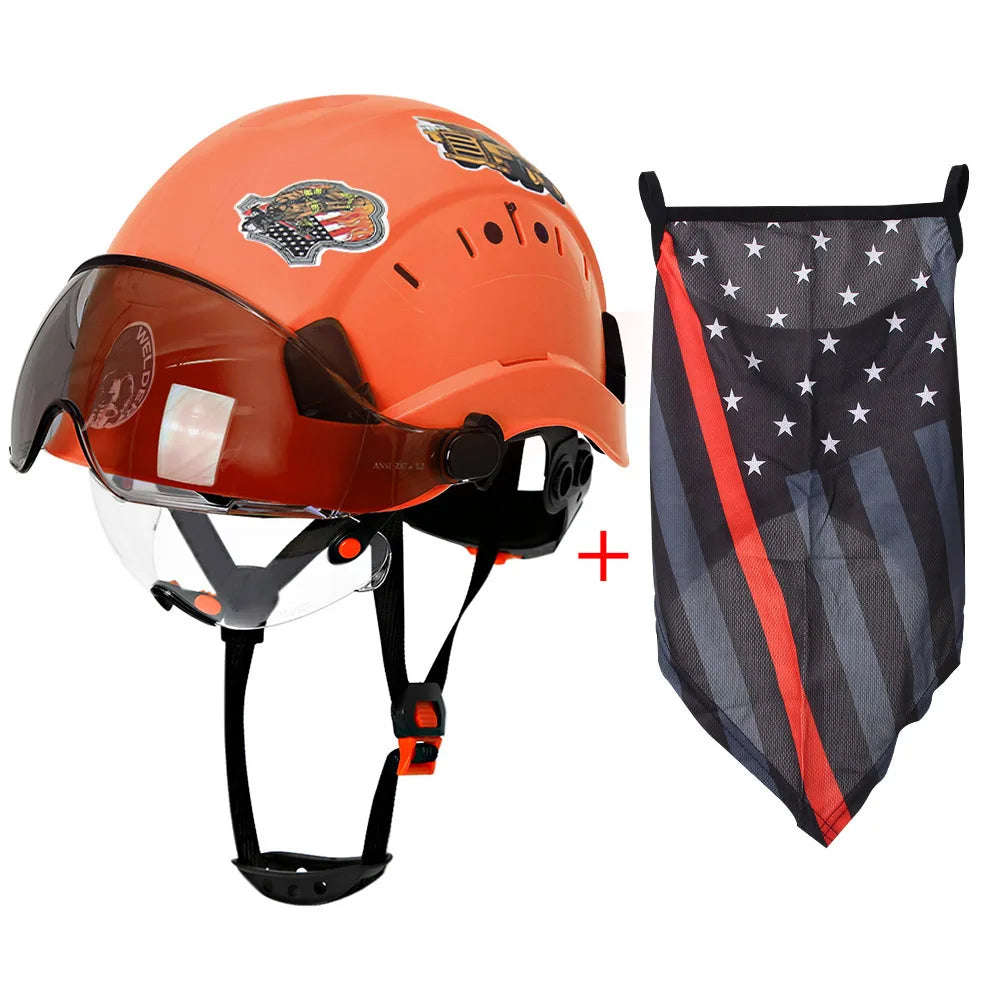 4AQM0226 Construction Cap With Goggles &ndash; Dual Protection Orange B